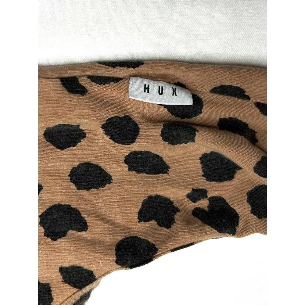 Huxbaby Romper Baby‎ 12-18 Months Brown Leopard Print Cat Patch Organic Cotton